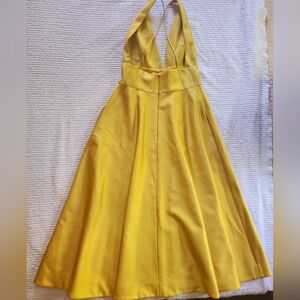 BHLDN SHELBY YELLOW SATIN  MIDI DRESS